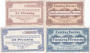 Imagen del vendedor de 2 Gutscheine ber 25 und 50 Pfennig. a la venta por Antiquariat Heinz Tessin