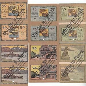 Bild des Verkufers fr 3 Doppelstcken der Kleingeldscheine berdruckt mit neuen Werten 5, 10, 20 Mark. zum Verkauf von Antiquariat Heinz Tessin