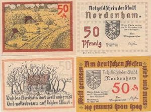 Bild des Verkufers fr 2 farbige Notgeldscheine der Stadt Nordenham ber je 50 Pf. zum Verkauf von Antiquariat Heinz Tessin