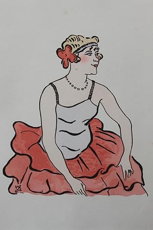 Lithographie extraite de l'ouvrage MOULIN ROUGE, publié en 1925 par Marcel Seheur. - Danseuse de ...