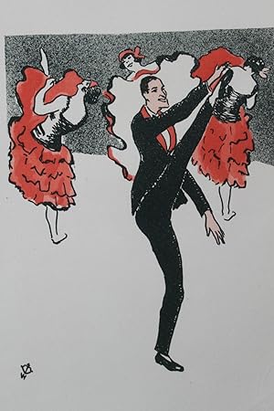 Lithographie extraite de l'ouvrage MOULIN ROUGE, publié en 1925 par Marcel Seheur. - danseurs de ...