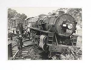 A group of ten vintage photographs featuring the derailment of a South Australian 500 Class Mount...