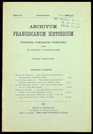 Immagine del venditore per Archivum franciscanum historicum Annus 70 Ianuarius-Iunius Fasc. 1-2 venduto da LibrairieLaLettre2