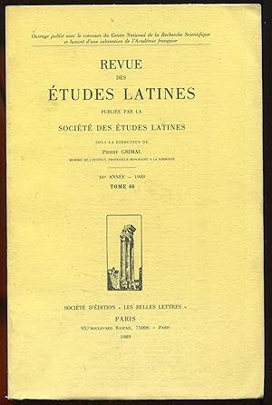 Image du vendeur pour Revue des tudes latines 66me anne, 1988, tome 66 mis en vente par LibrairieLaLettre2