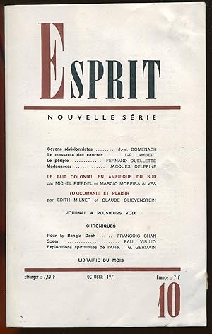 Imagen del vendedor de Esprit nouvelle srie n407, Octobre 1971 a la venta por LibrairieLaLettre2