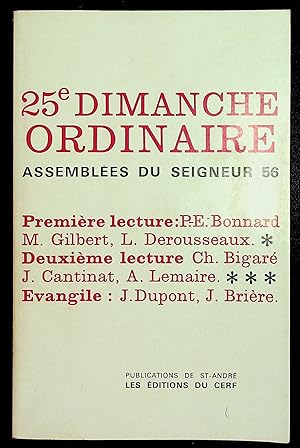 Bild des Verkufers fr 25e dimanche ordinaire - Assembles du Seigneur 56 zum Verkauf von LibrairieLaLettre2