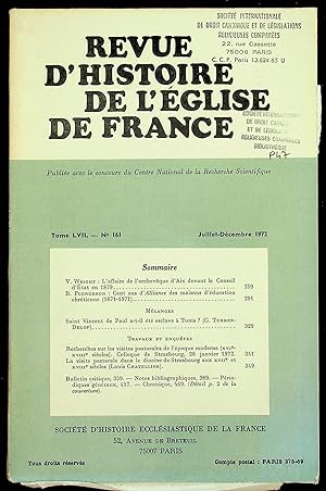 Seller image for Revue d'histoire de l'Eglise de France Tome LVII n161 juillet-dcembre 1972 for sale by LibrairieLaLettre2