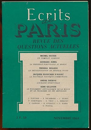 Immagine del venditore per Ecrits de Paris. Revue des questions actuelles n231, novembre 1964 venduto da LibrairieLaLettre2