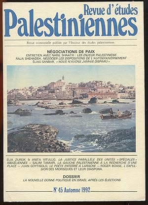 Bild des Verkufers fr Revue d'tudes Palestiniennes n45 Automne 1992 - Ngociations de paix zum Verkauf von LibrairieLaLettre2