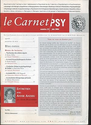 Image du vendeur pour Le Carnet PSY n91, juin 2004 - Entretien avec Annie Anzieu mis en vente par LibrairieLaLettre2