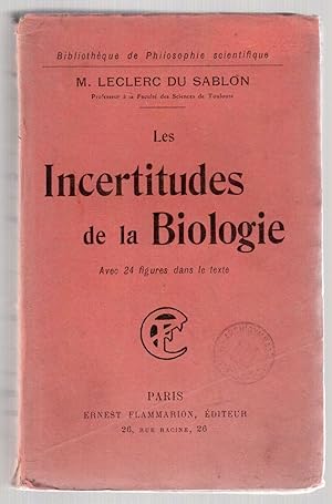 Imagen del vendedor de Les Incertitudes de la Biologie a la venta por LibrairieLaLettre2