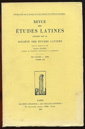 Image du vendeur pour Revue des tudes latines 60me anne, 1982, tome LX mis en vente par LibrairieLaLettre2