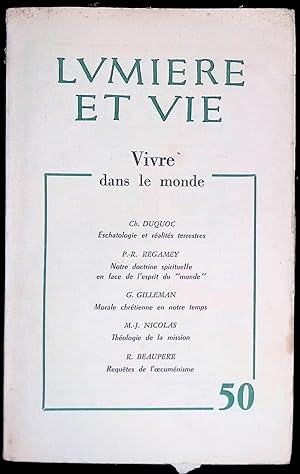 Bild des Verkufers fr Lumire et vie n50 Tome IX novembre-dcembre 1960 - Vivre dans le monde zum Verkauf von LibrairieLaLettre2