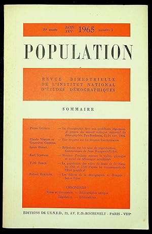 Bild des Verkufers fr Population 20e anne Janv. fv. 1965 n1 zum Verkauf von LibrairieLaLettre2