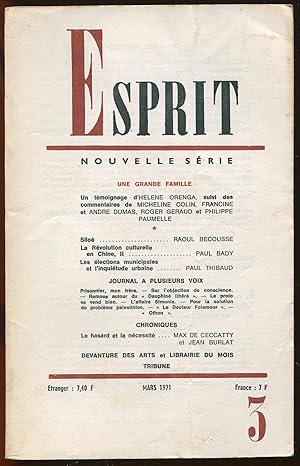 Image du vendeur pour Esprit nouvelle srie n401, Mars 1971 - Une grande famille mis en vente par LibrairieLaLettre2