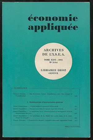 Bild des Verkufers fr Economie applique. Archives de l'I.S.E.A. tome XXVI-1973, n2-3-4 zum Verkauf von LibrairieLaLettre2