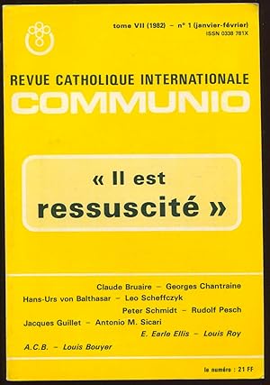 Image du vendeur pour Revue catholique internationale Communio Tome VII (1982), n1 (janvier-fvrier) - "Il est ressuscit" mis en vente par LibrairieLaLettre2