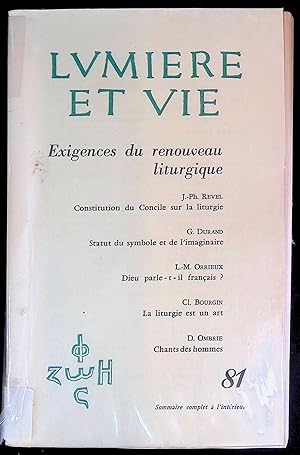 Imagen del vendedor de Lumire et vie n81 janvier-avril 1967 - Exigences du renouveau liturgique a la venta por LibrairieLaLettre2