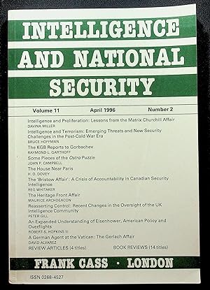 Seller image for Intelligence and national security Volume 11, April 1996, Number 2 for sale by LibrairieLaLettre2