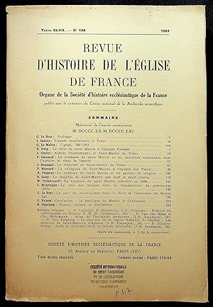 Seller image for Revue d'histoire de l'Eglise de France Tome XLVII n144 1961 for sale by LibrairieLaLettre2