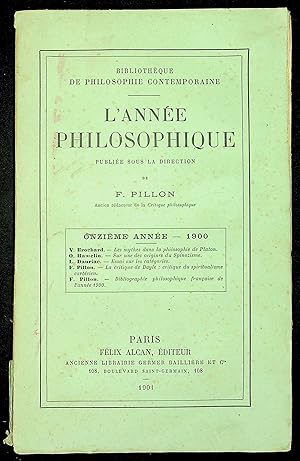 Immagine del venditore per L'anne philosophique Onzime anne 1900 venduto da LibrairieLaLettre2