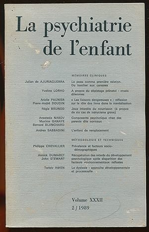 Bild des Verkufers fr La psychiatrie de l'enfant Volume XXXII 2/1989 zum Verkauf von LibrairieLaLettre2