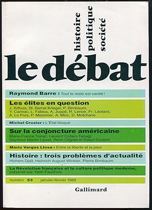 Imagen del vendedor de Le dbat n53, janvier-fvrier 1989 - Les lites en question. Sur la conjoncture amricaine. Histoire : trois problmes d'actualit a la venta por LibrairieLaLettre2