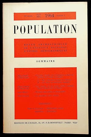 Bild des Verkufers fr Population 19e anne oct. dc. 1964 n5 zum Verkauf von LibrairieLaLettre2