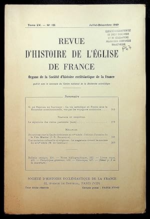 Seller image for Revue d'histoire de l'Eglise de France Tome LV n155 juillet-dcembre 1969 for sale by LibrairieLaLettre2