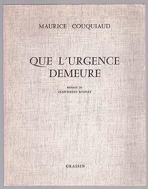 Image du vendeur pour Que l'urgence demeure mis en vente par LibrairieLaLettre2