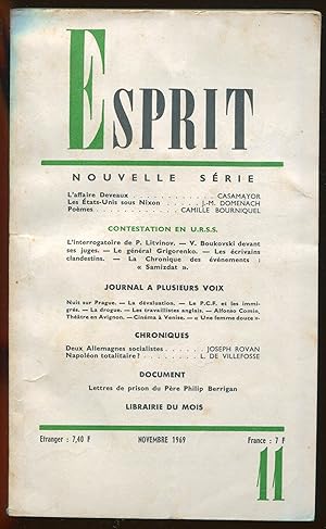 Bild des Verkufers fr Esprit nouvelle srie n386, Novembre 1969 - Contestation en U.R.S.S. zum Verkauf von LibrairieLaLettre2