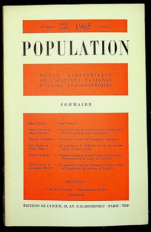 Bild des Verkufers fr Population 20e anne Mars avril 1965 n2 zum Verkauf von LibrairieLaLettre2