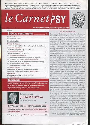 Imagen del vendedor de Le Carnet PSY n110, juillet-aot 2006 - Entretiens avec Julia Kristeva a la venta por LibrairieLaLettre2
