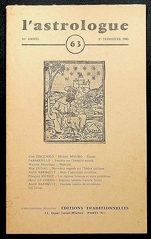 Seller image for L'astrologue 16me anne n63, 3me trimestre 1983 for sale by LibrairieLaLettre2