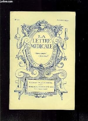 Seller image for LE LETTRE MEDICALE- N 62 - oct 1933- Un concours: Un prix de 10.000 frs- Le Gil Blas, Figaro du XVIIe Sicle for sale by Le-Livre