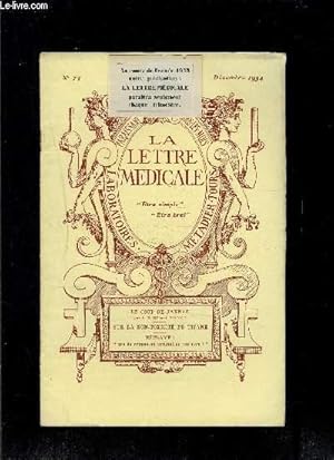 Seller image for LE LETTRE MEDICALE- N 74 - dc 1934- Le coup de Jarnac- Sur la non-toxicit du titane- Rclame! que de crimes on commet en ton nom! for sale by Le-Livre