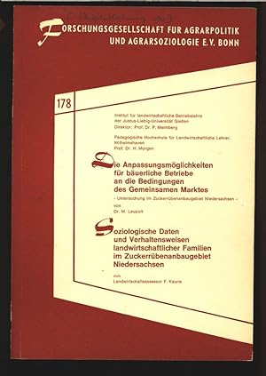 Imagen del vendedor de Die Anpassungsmglichkeiten fr buerliche Betriebe an die Bedingungen des Gemeinsamen Marktes. Soziologische Daten und Verhaltensweisen landwirtschaftlicher Familien im Zuckerrbenanbaugebiet Niedersachsen. Institut fr Landwirtschaftliche Betriebslehre der Justus-Liebig-Universitt Giessen. Pdagogische Hochschule fr Landwirtschaftliche Lehrer Wilhelmshaven. a la venta por Antiquariat Bookfarm