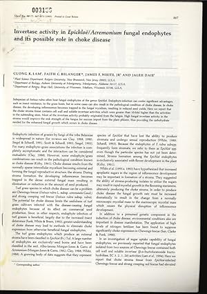 Immagine del venditore per Invertase activity in Epichloe/Acremonium fungal endophytes and its possible role in choke disease. venduto da Antiquariat Bookfarm