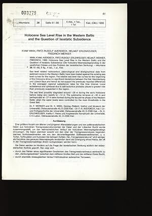 Bild des Verkufers fr Holocene Sea Level Rise in the Western Baltic and the Question of Isostatic Subsidence. Meyniana 38, 6 Abb., 4 Tab. zum Verkauf von Antiquariat Bookfarm