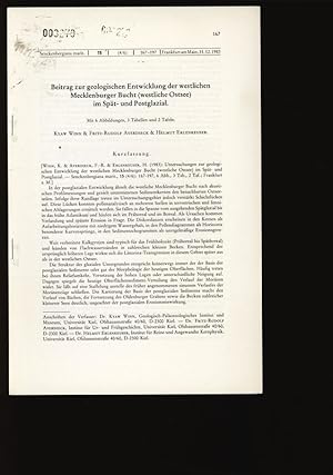 Bild des Verkufers fr Beitrag zur geologischen Entwicklung der westlichen Mecklenburger Bucht (westliche Ostsee) im Spt- und Postglazial. Senckenbergiana marit. 15 I (4/6) I 167-197 . zum Verkauf von Antiquariat Bookfarm