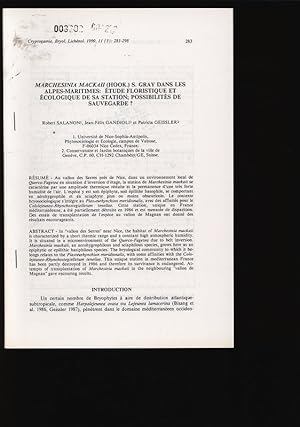 Bild des Verkufers fr MARCHESINIA MACKAII (HOOK.) S. GRAY DANS LES ALPES-MARITIMES: TUDE FLORISTIQUE ET COLOGIQUE DE SA STATION; POSSIBILITS DE SAUVEGARDE ? Cryptogamie, Bryol. Lichnol, 11 (3) zum Verkauf von Antiquariat Bookfarm