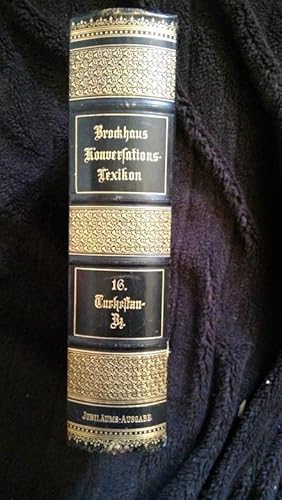 Imagen del vendedor de Brockhaus' Konversations-Lexikon. Vierzehnte vollstndig neubearbeitete Auflage in sechzehn Bnden. Sechzehnter Band. Turkestan - Zz. Mit 83 Tafeln, darunter 12 Chromotafeln, 22 Karten und Plne, und 201 Textabbildungen. a la venta por Klaus Kreitling