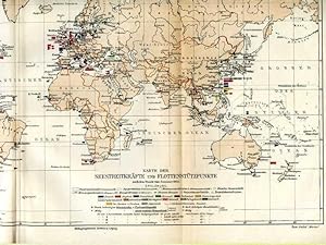 Karte der Seestreitkräfte und Flottenstützpunkte nach dem Stande von Sommer 1905.