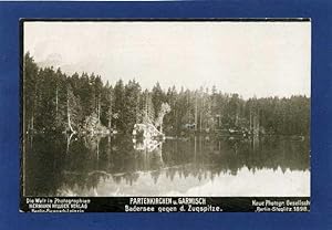 Bild des Verkufers fr Partenkirchen und Garmisch. Badersee gegen Zugspitze. zum Verkauf von Klaus Kreitling