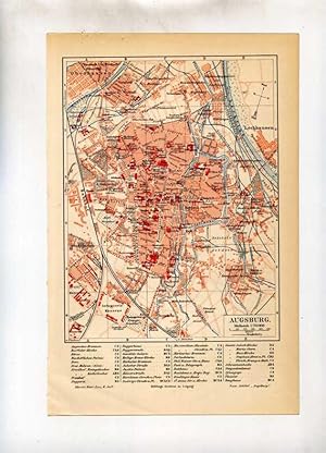 Augsburg. 1 alter Orig.- Stadtplan.