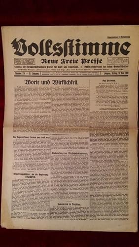 Imagen del vendedor de Volksstimme. Neue Freie Presse. Zeitung der Sozialdemokratischen Partei fr Mark und Sauerland. Publikationsorgan der freien Gewerkschaften. a la venta por Klaus Kreitling