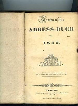 Imagen del vendedor de Hamburgisches Address-Buch fr 1849. a la venta por Klaus Kreitling