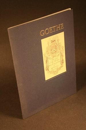 Image du vendeur pour Goethe : an exhibition at the Houghton Library. mis en vente par Steven Wolfe Books