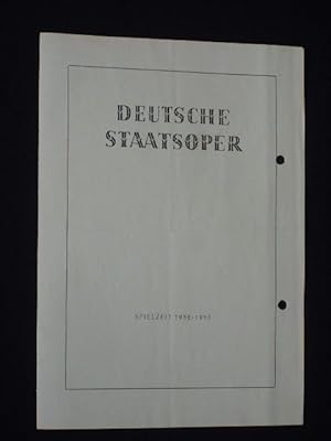 Seller image for Programmzettel Deutsche Staatsoper Berlin 1952. MADAME BUTTERFLY von Illica/ Giacosa, Puccini (Musik). Musikal. Ltg.: Hans Lwlein, Insz.: Wolf Vlker. Mit Sigrid Ekkehard, Elisabeth Aldor, Julius Katona, Heinz Friedrich, Gerhard Witting, Walter Stoll, Kay Willumsen, Esther Hilbert, Sonja Thomas, Annie Kley, Otto Reimann for sale by Fast alles Theater! Antiquariat fr die darstellenden Knste