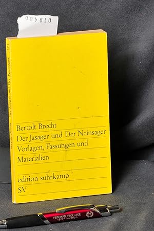 Bild des Verkufers fr Der Jasager und Der Neinsager - Vorlagen, Fassungen und Materialien zum Verkauf von Antiquariat Hoffmann